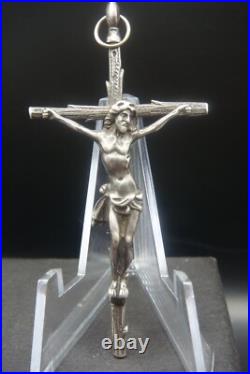 Rare Antique Silver Religious Crucifix Pendant Detailed Jesus on Rustic Cross Rare Antique Silver Religious Crucifix Pendant Detailed Jesus on Rustic Cross