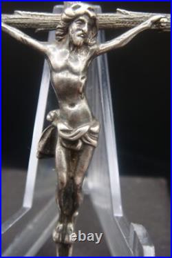 Rare Antique Silver Religious Crucifix Pendant Detailed Jesus on Rustic Cross Rare Antique Silver Religious Crucifix Pendant Detailed Jesus on Rustic Cross