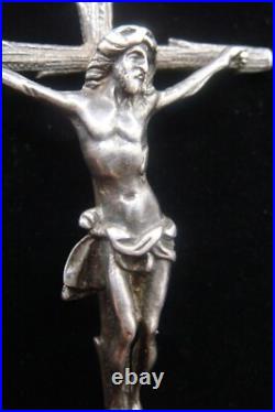 Rare Antique Silver Religious Crucifix Pendant Detailed Jesus on Rustic Cross Rare Antique Silver Religious Crucifix Pendant Detailed Jesus on Rustic Cross