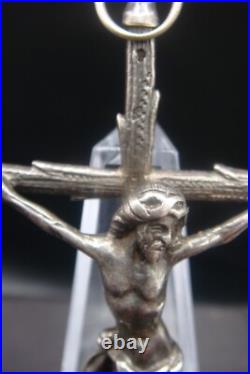 Rare Antique Silver Religious Crucifix Pendant Detailed Jesus on Rustic Cross Rare Antique Silver Religious Crucifix Pendant Detailed Jesus on Rustic Cross