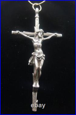 Rare Antique Silver Religious Crucifix Pendant Detailed Jesus on Rustic Cross Rare Antique Silver Religious Crucifix Pendant Detailed Jesus on Rustic Cross