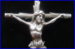Rare Antique Silver Religious Crucifix Pendant Detailed Jesus on Rustic Cross Rare Antique Silver Religious Crucifix Pendant Detailed Jesus on Rustic Cross