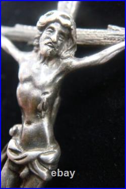 Rare Antique Silver Religious Crucifix Pendant Detailed Jesus on Rustic Cross Rare Antique Silver Religious Crucifix Pendant Detailed Jesus on Rustic Cross