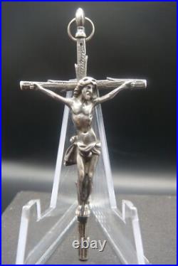Rare Antique Silver Religious Crucifix Pendant Detailed Jesus on Rustic Cross Rare Antique Silver Religious Crucifix Pendant Detailed Jesus on Rustic Cross
