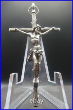 Rare Antique Silver Religious Crucifix Pendant Detailed Jesus on Rustic Cross Rare Antique Silver Religious Crucifix Pendant Detailed Jesus on Rustic Cross
