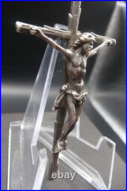 Rare Antique Silver Religious Crucifix Pendant Detailed Jesus on Rustic Cross Rare Antique Silver Religious Crucifix Pendant Detailed Jesus on Rustic Cross