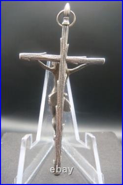 Rare Antique Silver Religious Crucifix Pendant Detailed Jesus on Rustic Cross Rare Antique Silver Religious Crucifix Pendant Detailed Jesus on Rustic Cross
