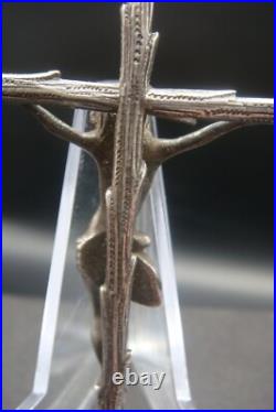 Rare Antique Silver Religious Crucifix Pendant Detailed Jesus on Rustic Cross Rare Antique Silver Religious Crucifix Pendant Detailed Jesus on Rustic Cross