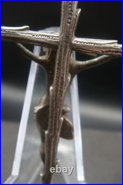 Rare Antique Silver Religious Crucifix Pendant Detailed Jesus on Rustic Cross Rare Antique Silver Religious Crucifix Pendant Detailed Jesus on Rustic Cross