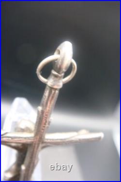 Rare Antique Silver Religious Crucifix Pendant Detailed Jesus on Rustic Cross Rare Antique Silver Religious Crucifix Pendant Detailed Jesus on Rustic Cross