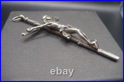 Rare Antique Silver Religious Crucifix Pendant Detailed Jesus on Rustic Cross Rare Antique Silver Religious Crucifix Pendant Detailed Jesus on Rustic Cross