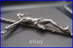 Rare Antique Silver Religious Crucifix Pendant Detailed Jesus on Rustic Cross Rare Antique Silver Religious Crucifix Pendant Detailed Jesus on Rustic Cross