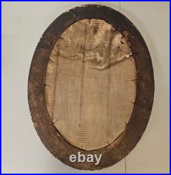 Rare Antique Slovak Holy Trinity Religious Framed Convex Needlepoint Wall Decor