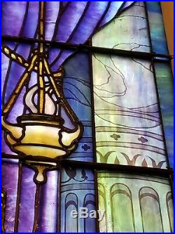 Rare Documented Signed Tiffany Studios Church Religious Stained Glass Window