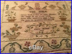 Rare Fantastic 1826 Silk Sampler Maria Holmes Religious Estate Nice Piece NR