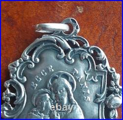 Rare French Antique Religious Medal Pendant Communion 11.06.1903 MC Monogram