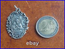 Rare French Antique Religious Medal Pendant Communion 11.06.1903 MC Monogram