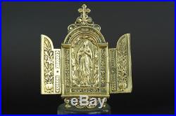 Rare French Antique bronze oratory Our Lady of Lourdes 19THc religious frame