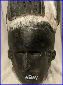 Rare Helmet Mask with Carved Religious Figures Authentic African Wood Art