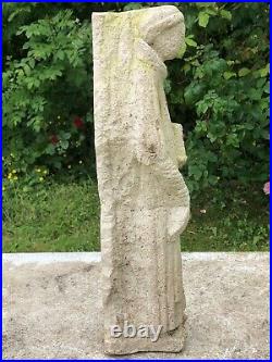 Rare Medieval 16th Century Antique Carved Stone Sculpture Religious Monk Bible