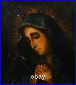 Rare Old Master Antique 15th, 16th C Religious Painting of Madonna