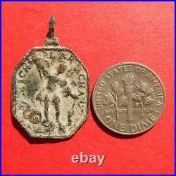 Rare St Michael Archangel Religious Medal Antique 17th Cent Guardian Angel Charm