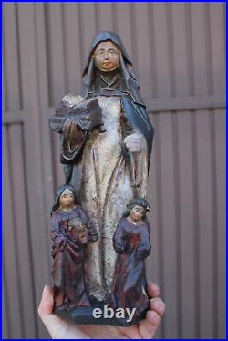Rare antique ceramic chalk saint angela de MERICI religious statue figurine