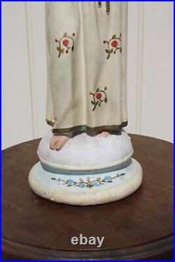 Rare antique chalk statue of saint anthony white paint religious