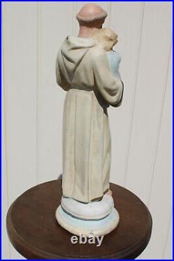 Rare antique chalk statue of saint anthony white paint religious