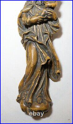 Rare antique handmade religious Virgin Mary Jesus wax wall sculpture statue