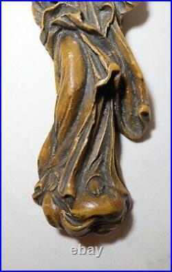 Rare antique handmade religious Virgin Mary Jesus wax wall sculpture statue