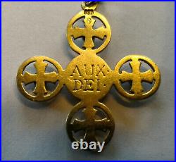 Rare antique vintage cross pendant 14 kt yellow gold crucifix precious stones Au