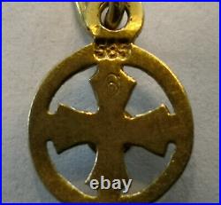 Rare antique vintage cross pendant 14 kt yellow gold crucifix precious stones Au