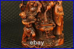 Rare asian old boxwood hand engrave Eight Immortals statue table decoration gift