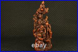 Rare asian old boxwood hand engrave Eight Immortals statue table decoration gift