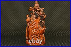 Rare asian old boxwood hand engrave Eight Immortals statue table decoration gift