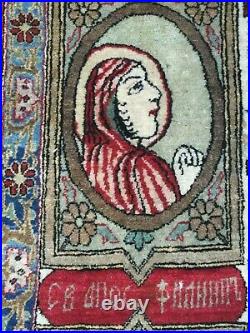 Rare pictorial religious design Jesus 12 Apostles antique rug