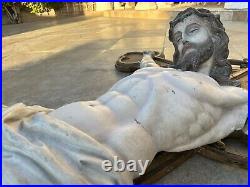 Religious 1898 Mission Antique French 10 Foot Sculpture Of Jesus Christ On Cross