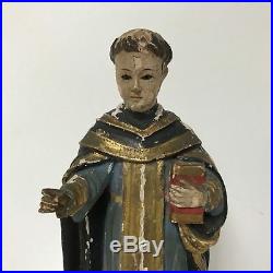 Religious 18th C Italian Carved Wooden Polychromed Statue