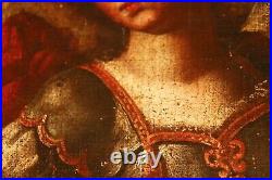 Religious Antique17th Century Painting Saint Michael Archangel (Gates Of Hell)