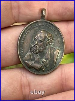 Religious Catholic Bronze Medal Saint Peter 19th Century