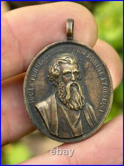 Religious Catholic Bronze Medal Saint Peter 19th Century