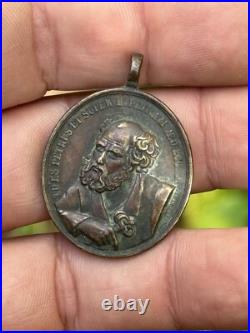 Religious Catholic Bronze Medal Saint Peter 19th Century