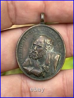 Religious Catholic Bronze Medal Saint Peter 19th Century