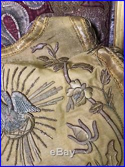 Religious Church Chasuble Cope Hood Gold Metallic Embroidery Stumpwork Pelican