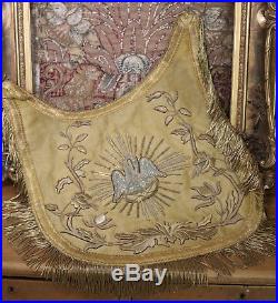 Religious Church Chasuble Cope Hood Gold Metallic Embroidery Stumpwork Pelican