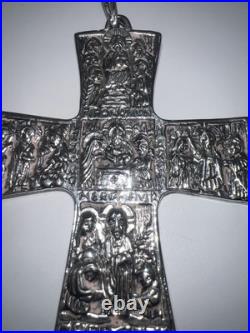 Religious Cross Catholic Holy Family, Antique 1800s sterling silver