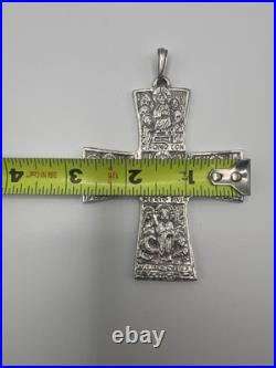 Religious Cross Catholic Holy Family, Antique 1800s sterling silver