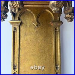 Religious Gothic Gilt Wood Wall Statue Altar Church Architectural Salvage