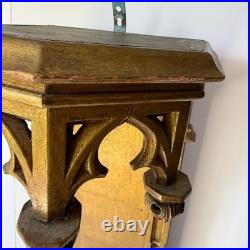Religious Gothic Gilt Wood Wall Statue Altar Church Architectural Salvage